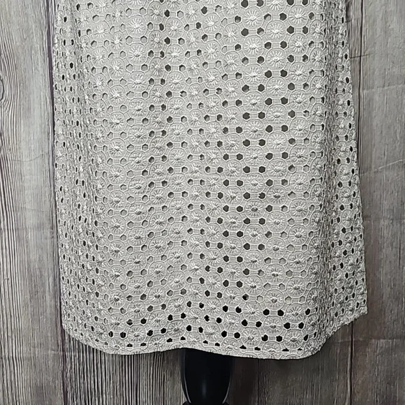 Michael Kors Neutral Shimmer Gold Eyelet Dress Sz 10 - Picture 9 of 11